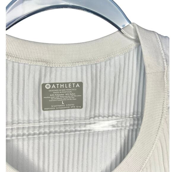 Athleta White Ribbed Active Tank Size L - Picture 4 of 4